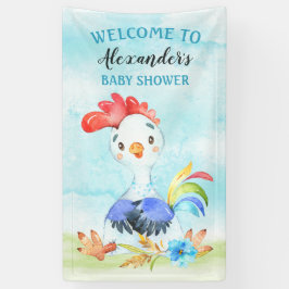 Watercolor Boy Rooster Baby Showfarm Banner