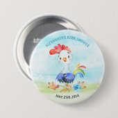 Watercolor Boy Rooster Baby Showfarm Button (Vorne & Hinten)