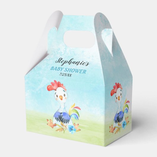Watercolor Boy Rooster Baby Showfarm Geschenkschachtel (Vorderseite)