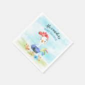 Watercolor Boy Rooster Baby Showfarm Serviette (Ecke)