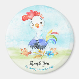 Watercolor Boy Rooster Farm Vielen Dank Magnet