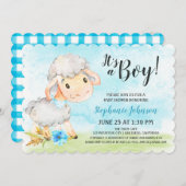 Watercolor Boy Sheep Baby Shower Farm Einladung (Vorne/Hinten)