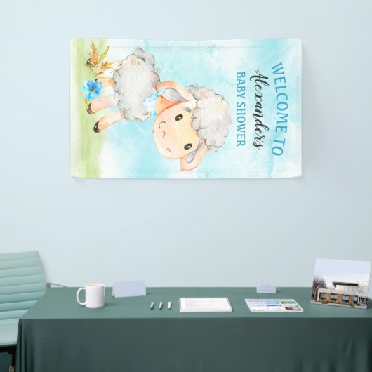 Watercolor Boy Sheep Baby Showfarm Banner (Messeveranstaltung)