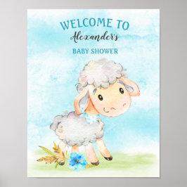 Watercolor Boy Sheep Baby Showfarm Poster