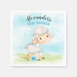 Watercolor Boy Sheep Baby Showfarm Serviette