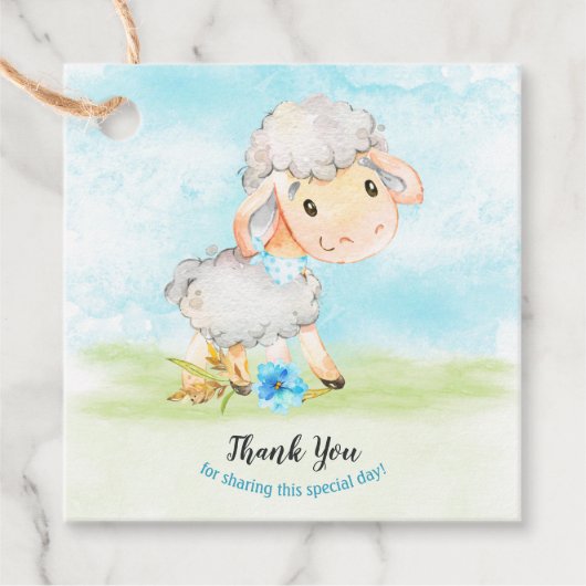 Watercolor Boy Sheep Farm Vielen Dank Geschenkanhänger (Vorderseite)