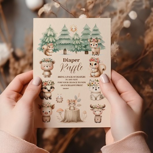 Watercolor Boy Woodland Diapper Raffle Begleitkarte
