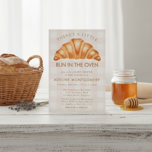 watercolor bread Bun in the Oven Baby Shower Einladung