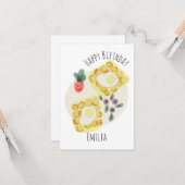 Watercolor Breakfast Waffeln Fruchtplatte Geburtst Karte (Vorderseite/Rückseite Beispiel)