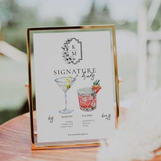 Watercolor | Bride & Groom Signature Drink Poster