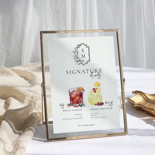 Watercolor | Bride & Groom Signature Drink Poster