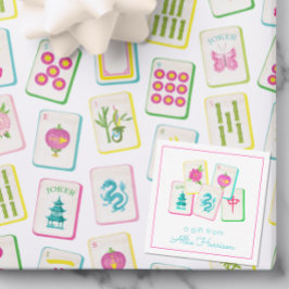 Watercolor Bright Mahjong Tiles Enclosure Mitteilungskarte