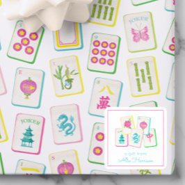 Watercolor Bright Mahjong Tiles Enclosure Quadratischer Aufkleber