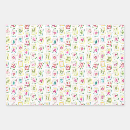 Watercolor Bright Mahjong Tiles Geschenkpapier Set (Vorderseite)