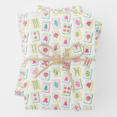 Watercolor Bright Mahjong Tiles Geschenkpapier Set (Beispiel)