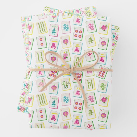 Watercolor Bright Mahjong Tiles Geschenkpapier Set (Beispiel)