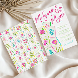 Watercolor Bright Mahjong Tiles Party Einladung