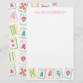 Watercolor Bright Mahjong Tiles Personalisiert Briefpapier