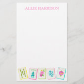 Watercolor Bright Mahjong Tiles Personalisiert Briefpapier (Vorderseite)