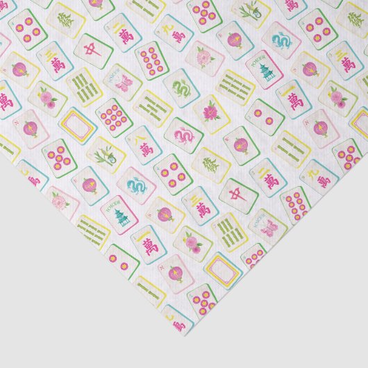 Watercolor Bright Mahjong Tiles Seidenpapier (Ausschnitt)