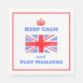 Watercolor-Britische-Union-Jack-Keep-Calm-Mahjong Serviette (Vorderseite)