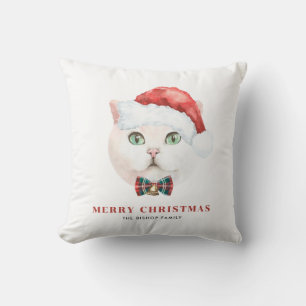 Watercolor British Shorthair Cat Frohe Weihnachten Kissen