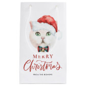 Watercolor British Shorthair Cat Frohe Weihnachten Kleine Geschenktüte (Vorderseite)