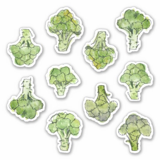Watercolor Broccoli Aufkleber (Vorderseite)