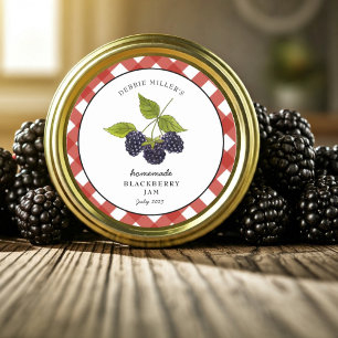 Watercolor Brombeermarmelade Gingham-Glas Runder Aufkleber