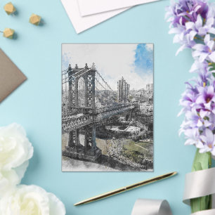 Watercolor Brooklyn Bridge Akryllische Hochzeit Acryleinladungen