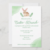 Watercolor Brown Bunny Green Easter Brunch Einladung (Vorderseite)
