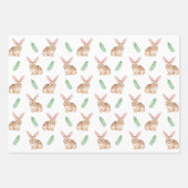 Watercolor Brown Easter Bunny And Greenery Pattern Geschenkpapier Set (Vorderseite 3)