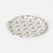 Watercolor Brown Easter Bunny And Greenery Pattern Pappteller (Schrägansicht)