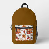 Watercolor Brown Floral Pattern Bedruckter Rucksack (Vorderseite)