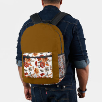 Watercolor Brown Floral Pattern Bedruckter Rucksack