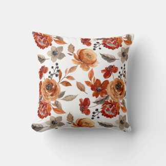 Watercolor Brown Floral Pattern Kissen