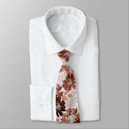 Watercolor brown grey floral pattern.  krawatte