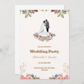 Watercolor Brown Wedding Einladung (Vorne/Hinten)