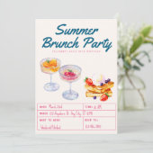 Watercolor Brunch Party Adult Birthday Einladung (Stehend Vorderseite)
