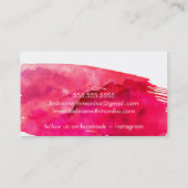 WATERCOLOR BRUSHSTROKE stilvolle kreative Trendrot Visitenkarte (Rückseite)