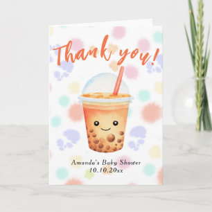 Watercolor Bubble Tea Baby Shower Danke Karte