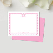 Watercolor Bubblegum Pink Bow Preppy Monogram Mitteilungskarte