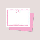 Watercolor Bubblegum Pink Bow Preppy Monogram Mitteilungskarte