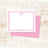 Watercolor Bubblegum Pink Bow Preppy Monogram Mitteilungskarte