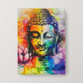 Watercolor Buddha Rainbow Personalized Name Button (Vorderseite)