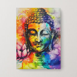 Watercolor Buddha Rainbow Personalized Name  Button