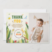 Watercolor Bug Insect Boy Birthday Foto Dankeskarte (Vorderseite)