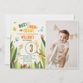 Watercolor Bug Insect Boy Birthday Foto Einladung (Vorderseite)