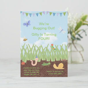 Watercolor Bug Thema Geburtstag Einladung für Kind