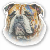 Watercolor Bulldog Aufkleber (Vorderseite)